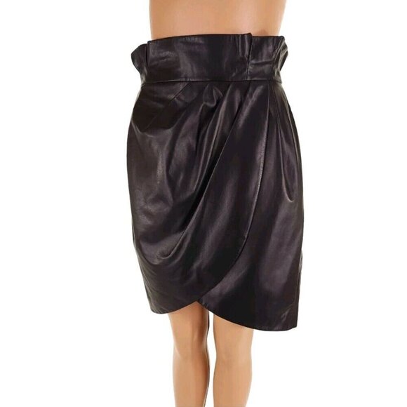 Versace Wrap-effect Pleated Leather Mini Skirt Black IT 42 US 6 NWT US$2,495 - Picture 5 of 16